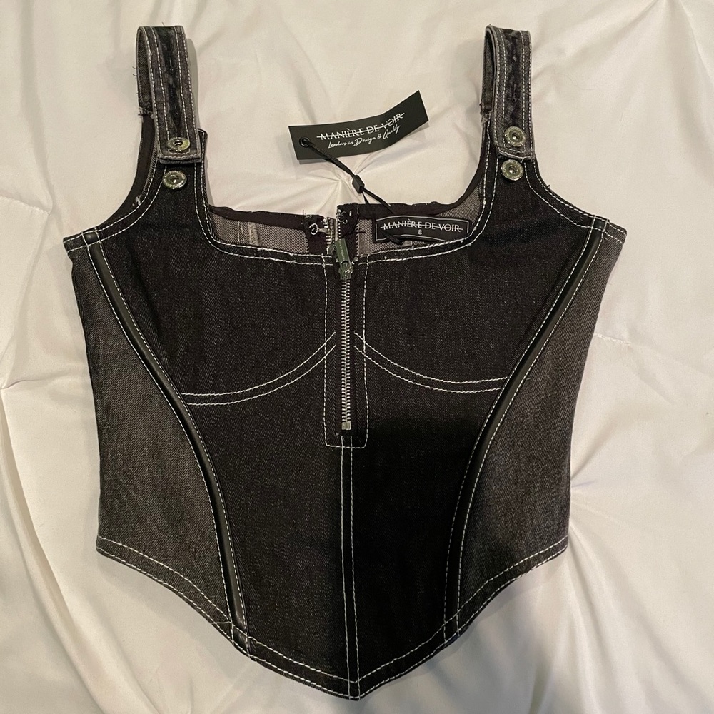 MANIERE DE VOIR corset jean top. UK size 8